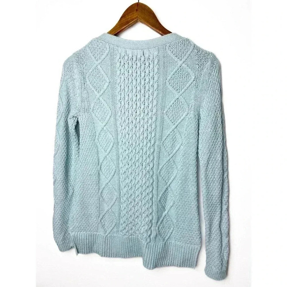 LANDS' END Lofty Sun Blue Heather Shine Boatneck Sweater Sz XS $69 - Picture 2 of 4